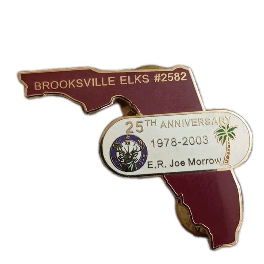 Vtg 1978-2003 Brooksville, Florida 25th Anniversary Elks 2582 Enamel Lapel Pin